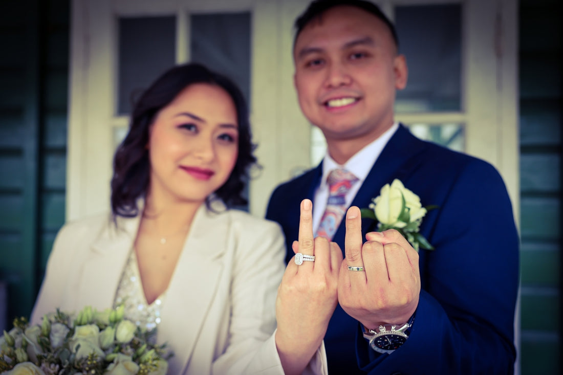 a man and a woman posing for a picture