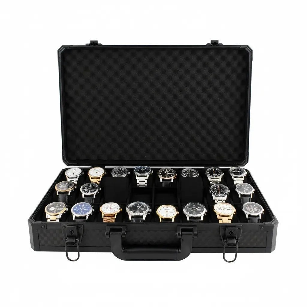 24 Watch Briefcase in Black with Lift Out Tray