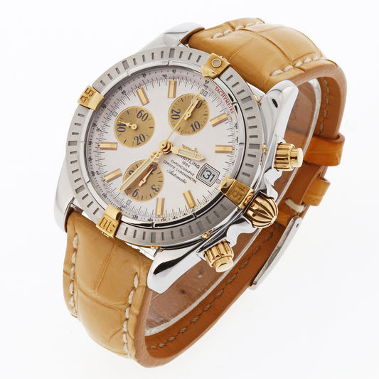 Breitling Chronomat Evolution 44 18K Gold and Stainless Steel B13356 Silver Dial