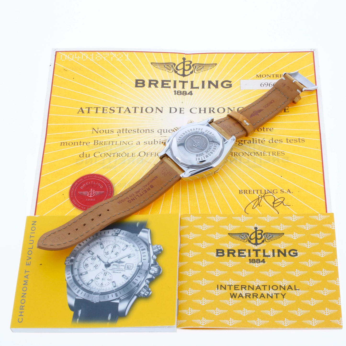 Breitling Chronomat Evolution 44 18K Gold and Stainless Steel B13356 Silver Dial