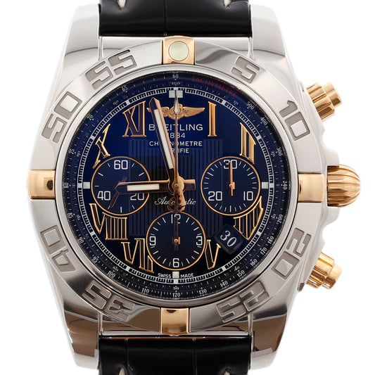 Breitling Chronomat 44 IB0110 18K Gold and Stainless Black & Gold Roman Dial