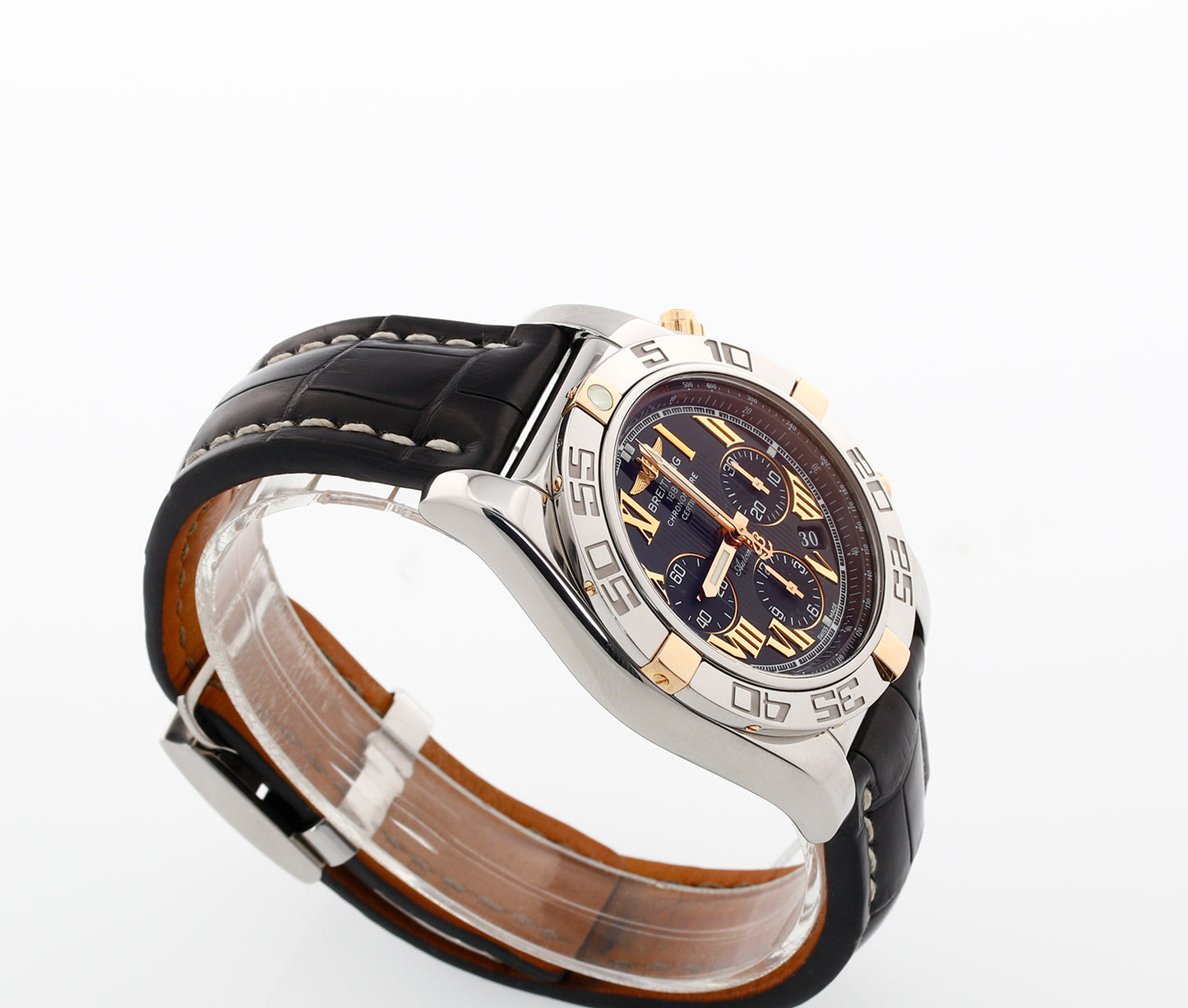 Breitling Chronomat 44 IB0110 18K Gold and Stainless Black & Gold Roman Dial