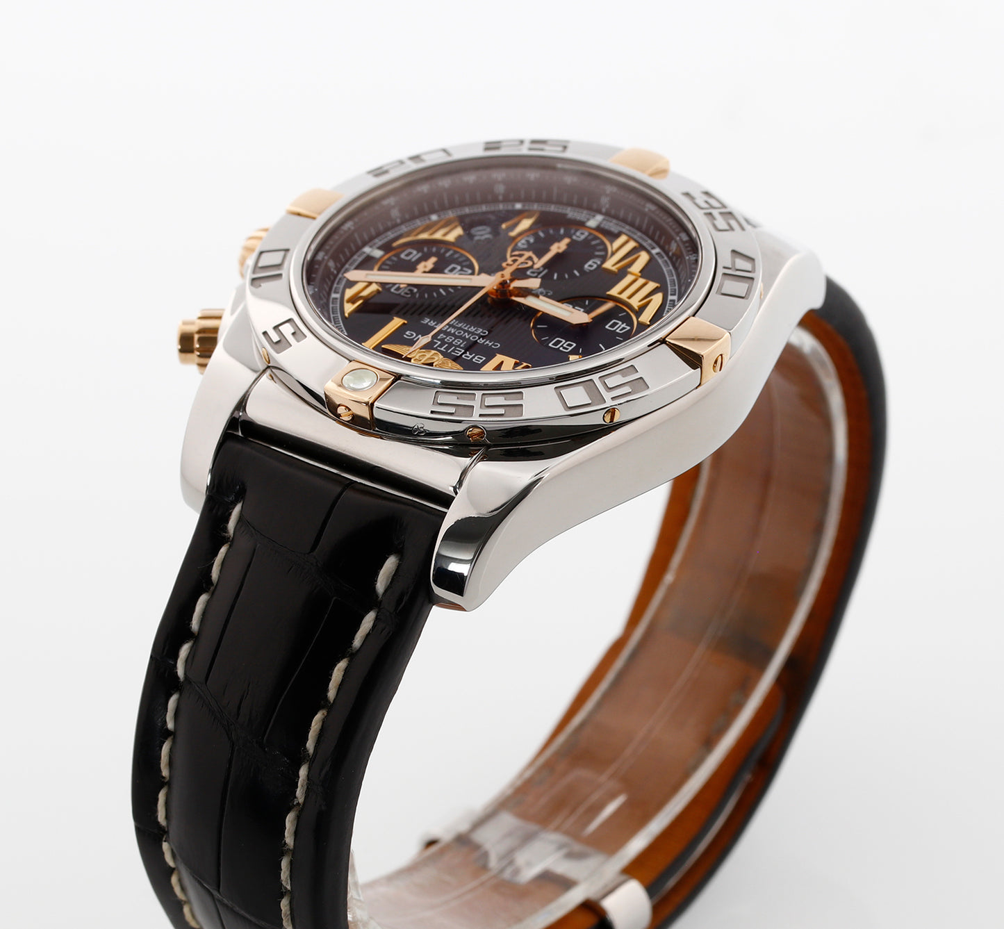 Breitling Chronomat 44 IB0110 18K Gold and Stainless Black & Gold Roman Dial