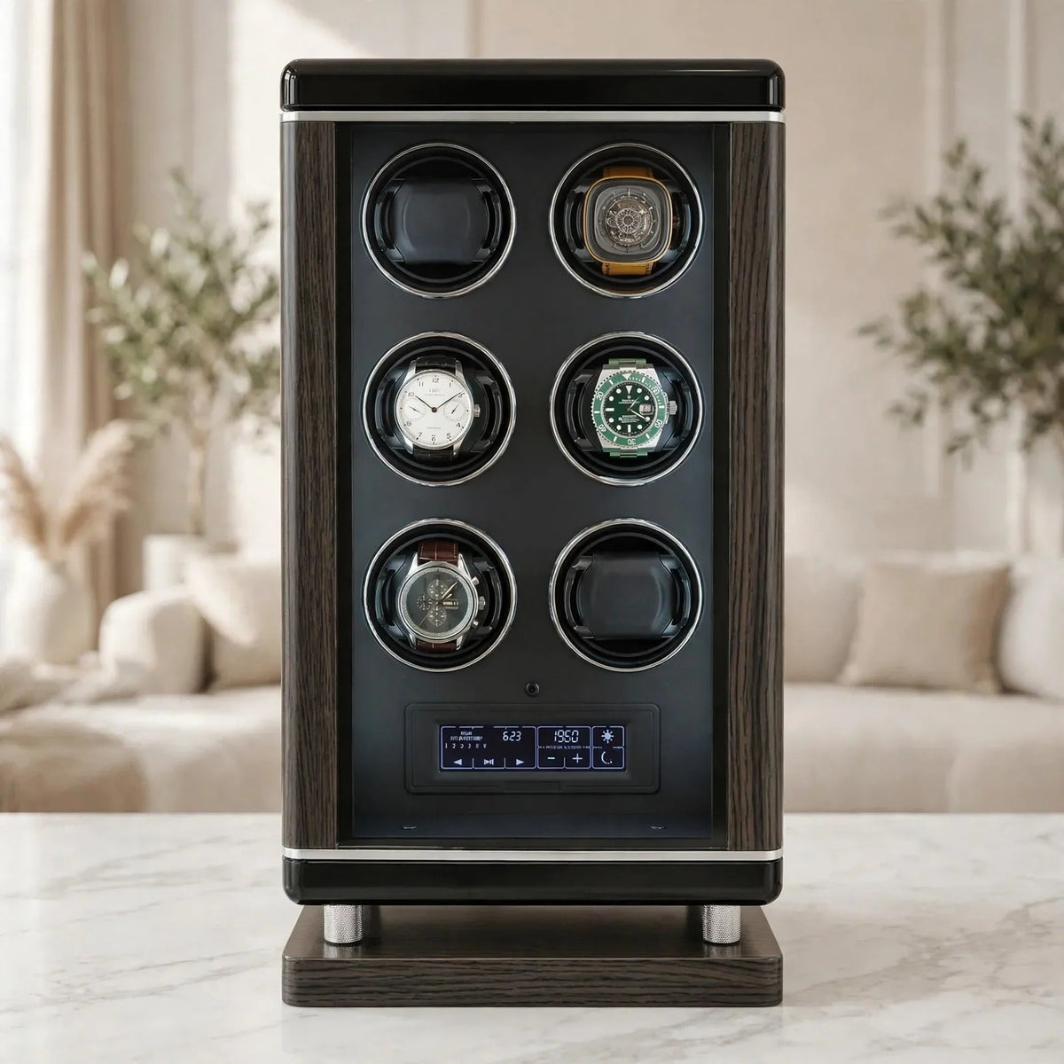 Tempus 6-Watch Automatic Winder with Biometric Lock in luxury setting