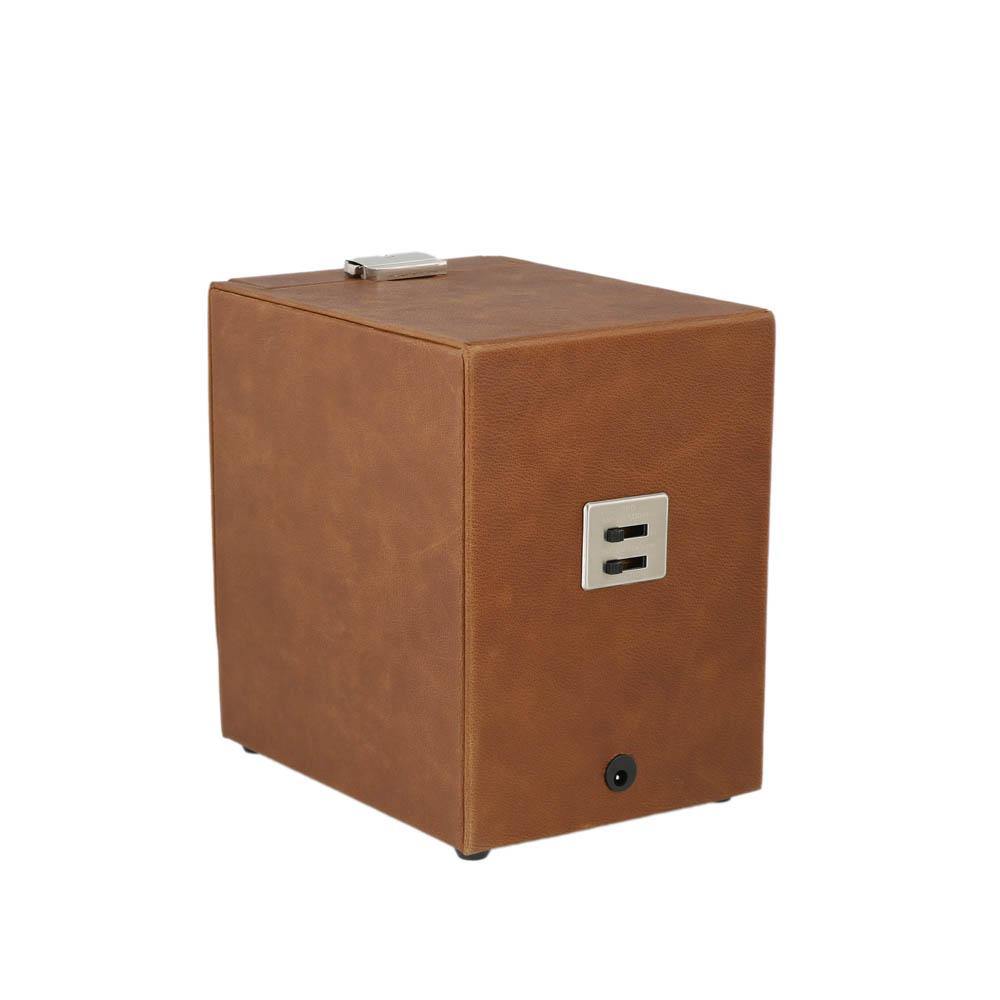 Cognac Brown Genuine Leather Watch Winder - Slide Away Door - Deep Brown Velvet Lining by Aevitas - Swiss Watch Store UK