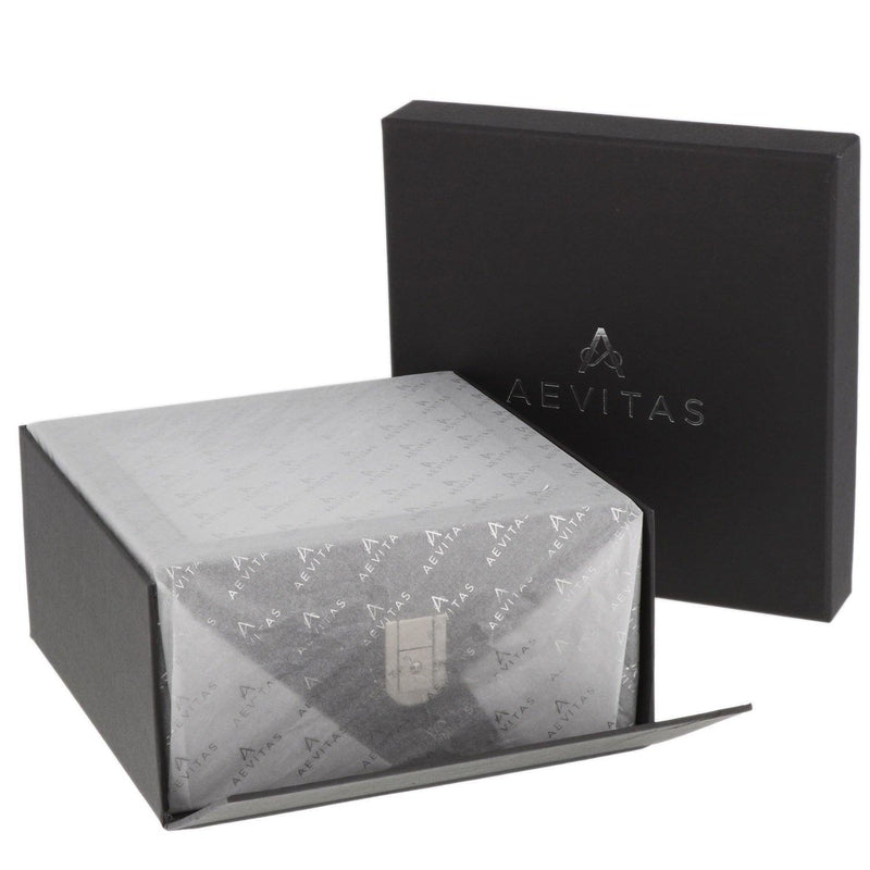 4 Cufflink 4 Watch Box Black Genuine Leather Blue Velvet Lining by Aevitas - Swiss Watch Store UK