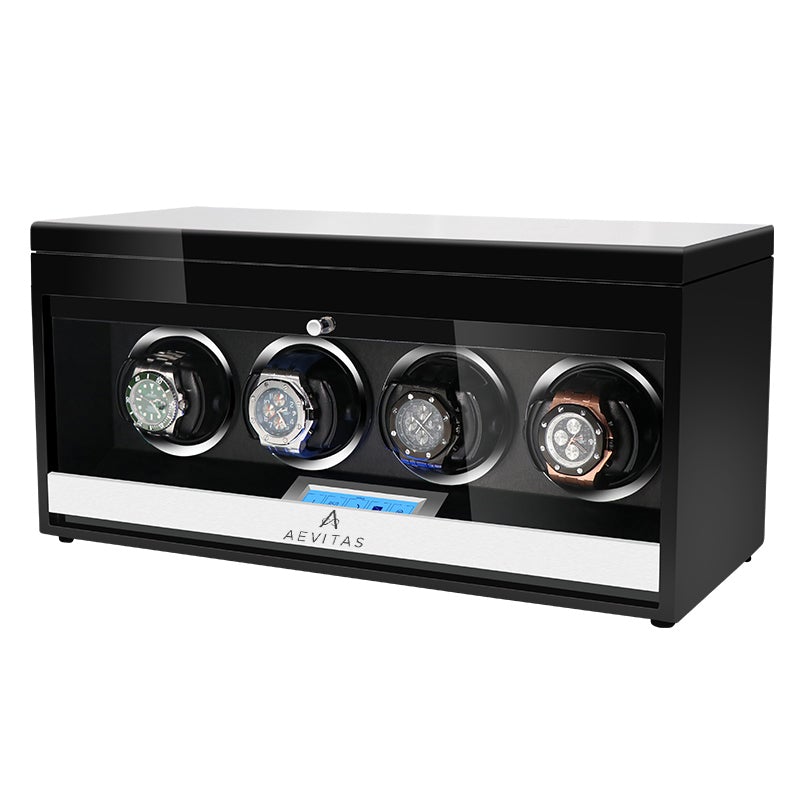4 Watch Winder Black Edition with Extra Storage Area by Aevitas