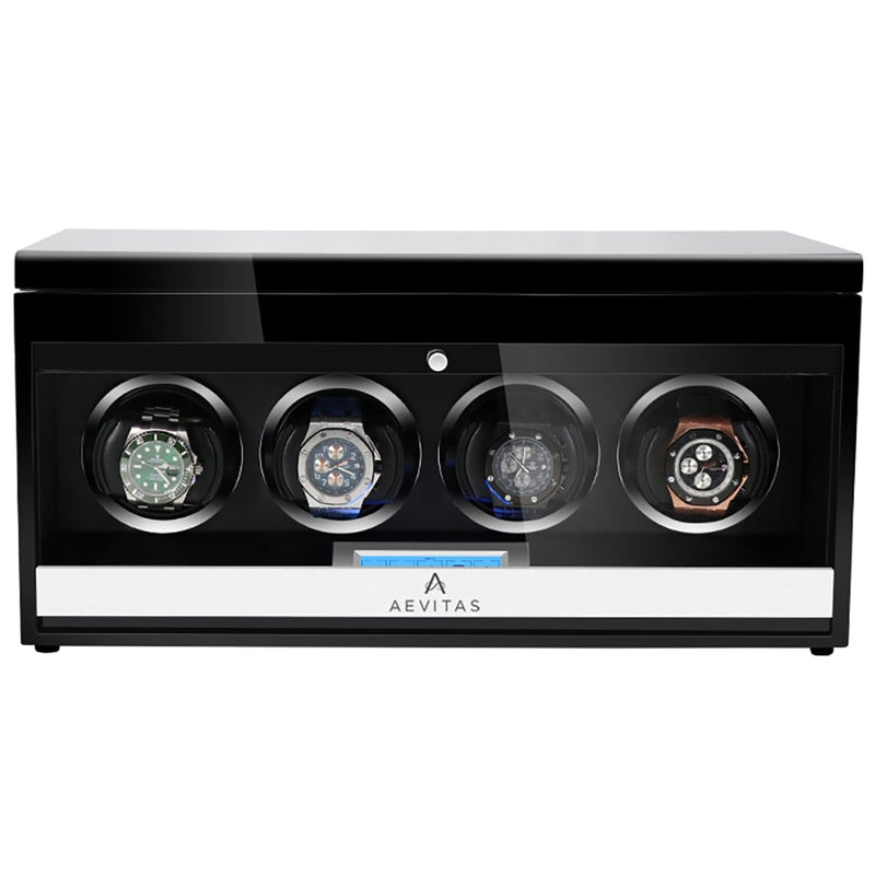 4 Watch Winder Black Edition with Extra Storage Area by Aevitas