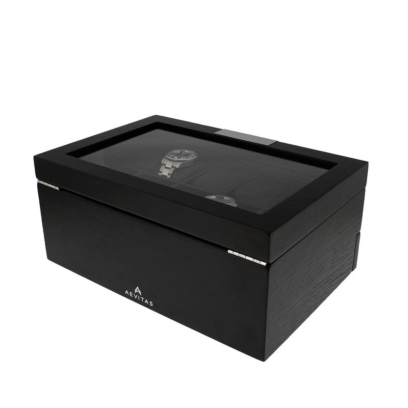 Black Oak Wooden Veneer Watch Box for 20 Watches by Aevitas