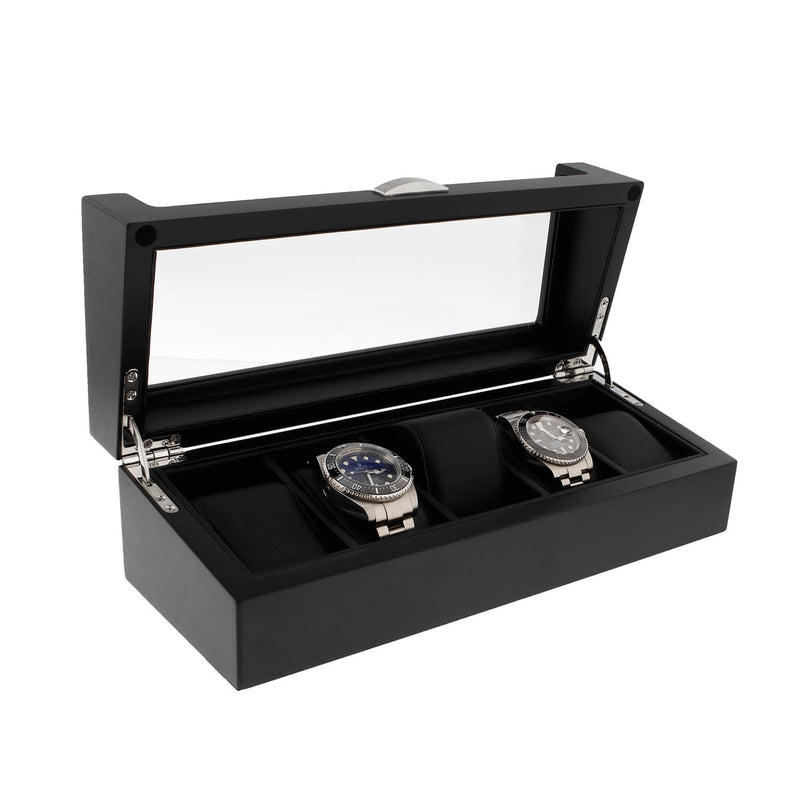 Black Oak Wooden Veneer Watch Box for 5 Watches by Aevitas - Swiss Watch Store UK