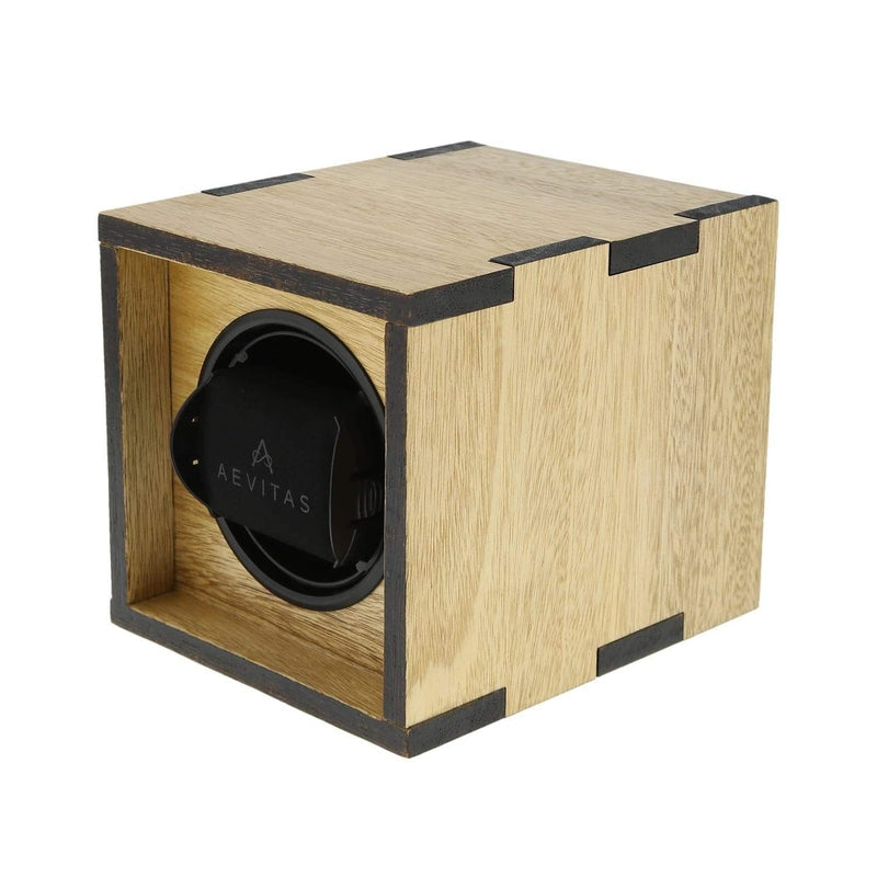 Compact Watch Winder for 1 Watch in Idigbo Hard Wood Dual Finish Manufactured in the UK by Aevitas - Swiss Watch Store UK