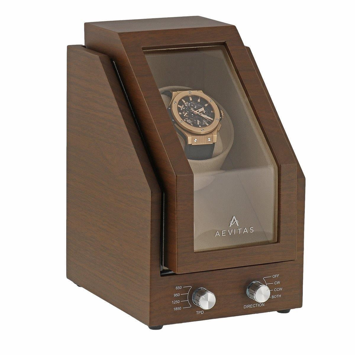 Watch Winder Premier Range 1 Single in Walnut Wood by Aevitas B Grade - Swiss Watch Store UK