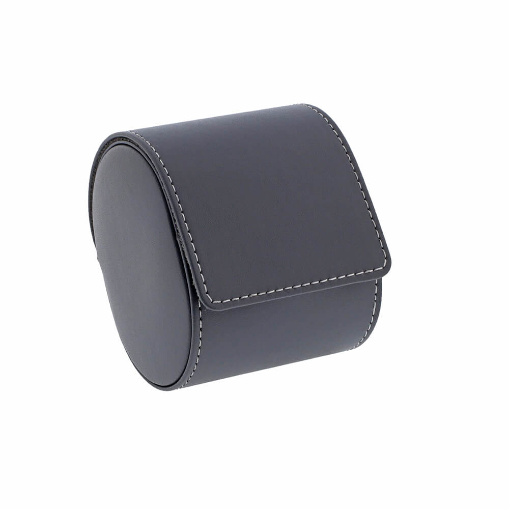Single Watch Roll in Smooth Grey Leather with Super Soft Lining