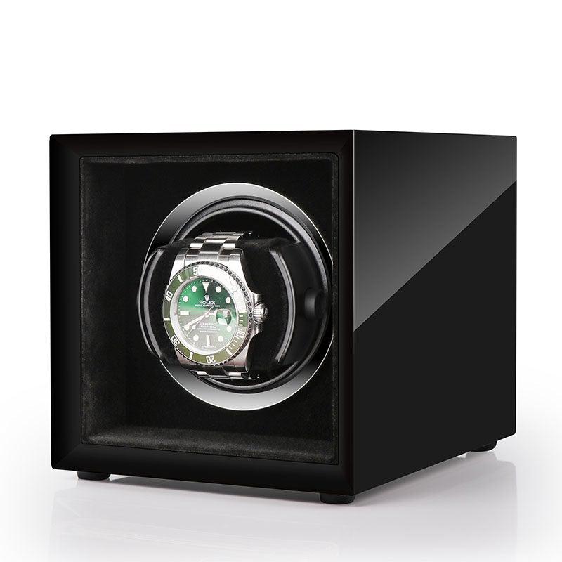 Single Watch Winder Black Edition Mains or Battery by Aevitas - Swiss Watch Store UK