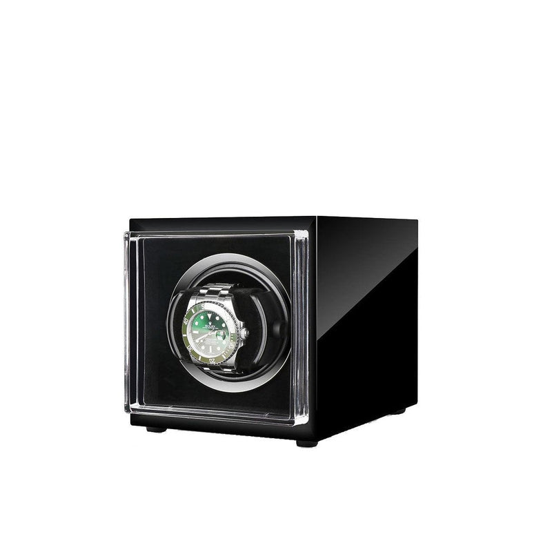 Single Watch Winder Black Edition Mains or Battery by Aevitas - Swiss Watch Store UK