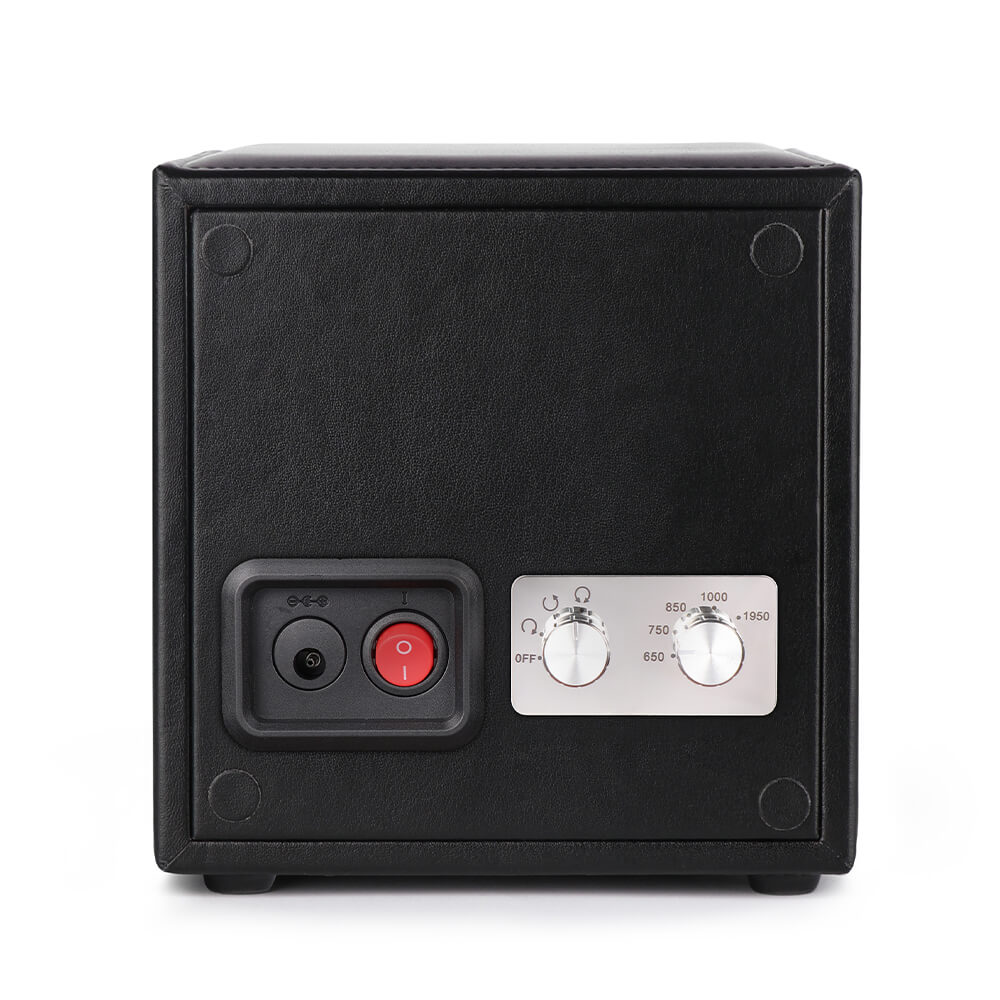 Single Watch Winder Black Leather Grey Lining Mains or Battery by Aevitas - Swiss Watch Store UK