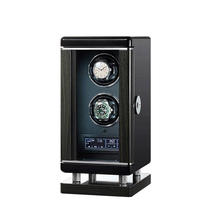 Tempus Watch Winder for 2 Watches Piano Black Finish with Finger Print Access