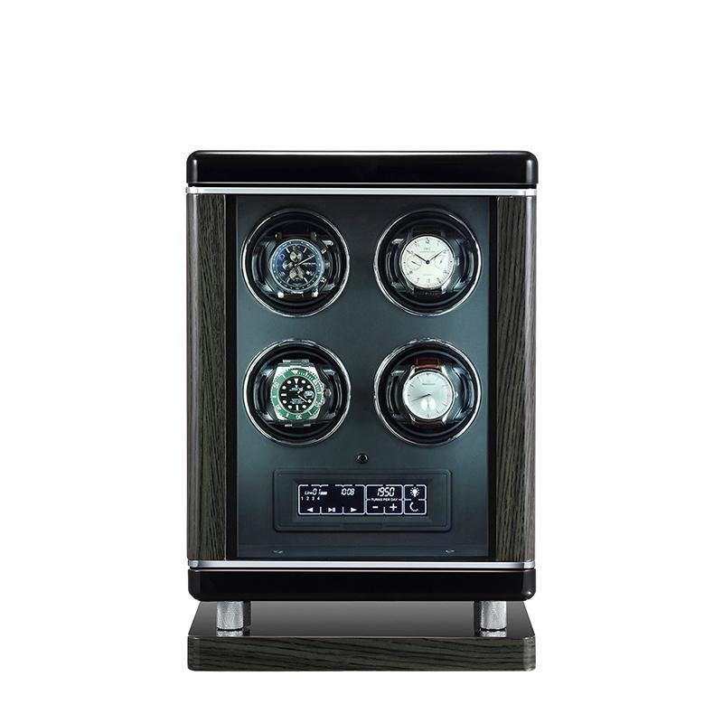 Tempus Watch Winder for 4 Watches Piano Black Finish with Finger Print Access