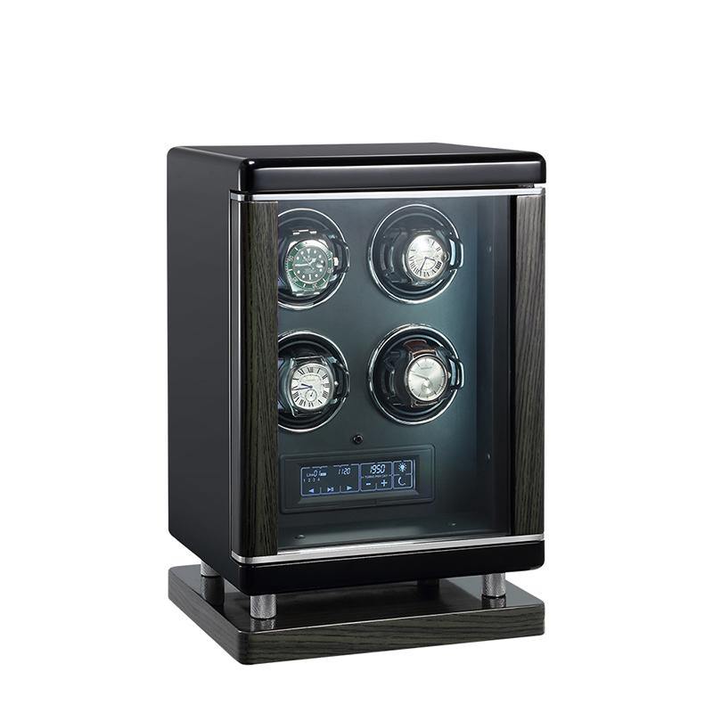 Tempus Watch Winder for 4 Watches Piano Black Finish with Finger Print Access