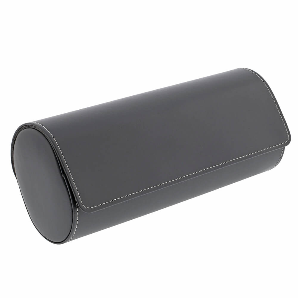 Triple Watch Roll in Smooth Grey Leather with Super Soft Lining