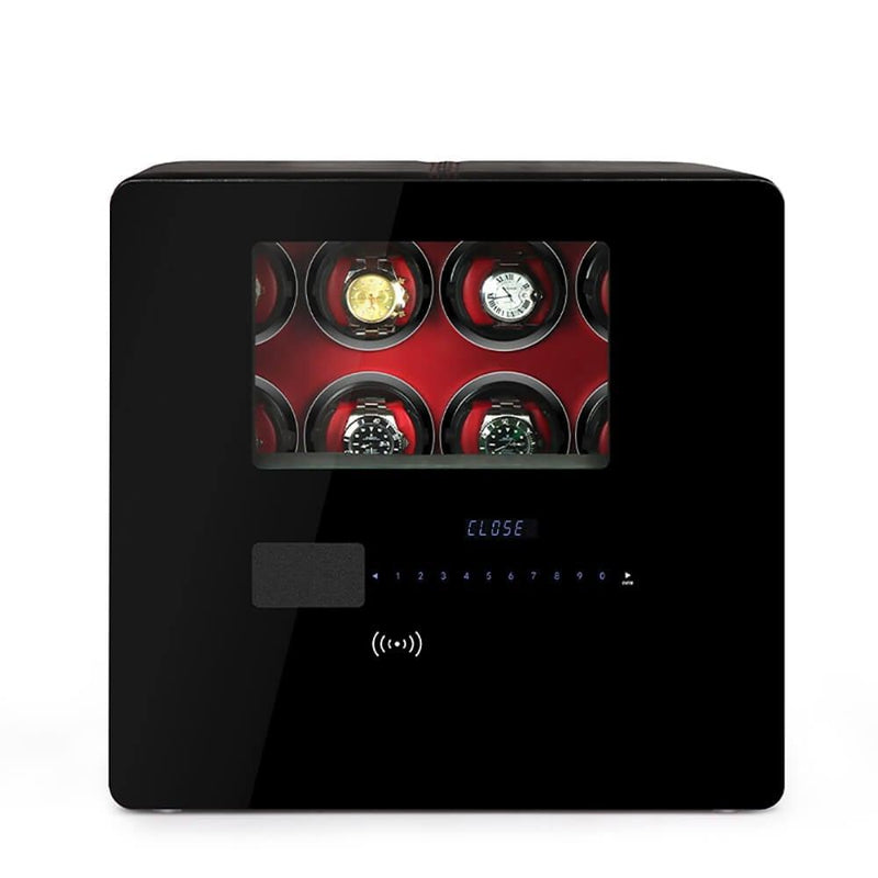 Watch Winder Safe in Black Leather for 8 Watches by Aevitas