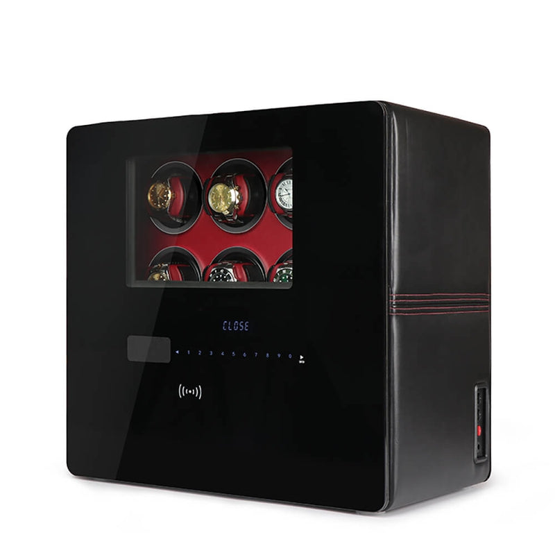 Watch Winder Safe in Black Leather for 8 Watches by Aevitas