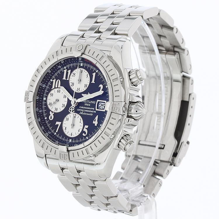Breitling Chronomat Evolution 44 Stainless Steel A13356 with Box and Papers Black Numeral Dial