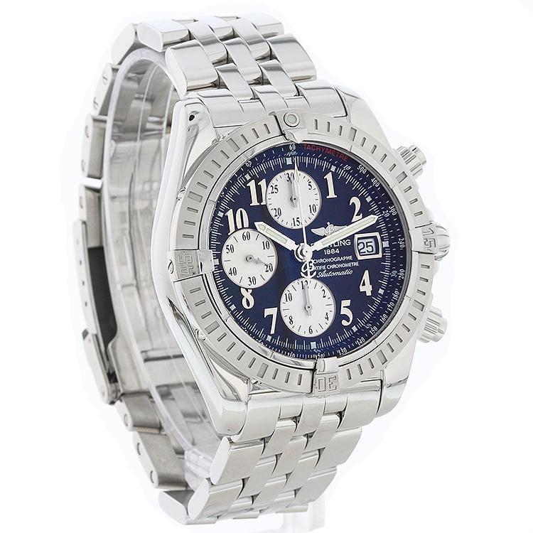 Breitling Chronomat Evolution 44 Stainless Steel A13356 with Box and Papers Black Numeral Dial