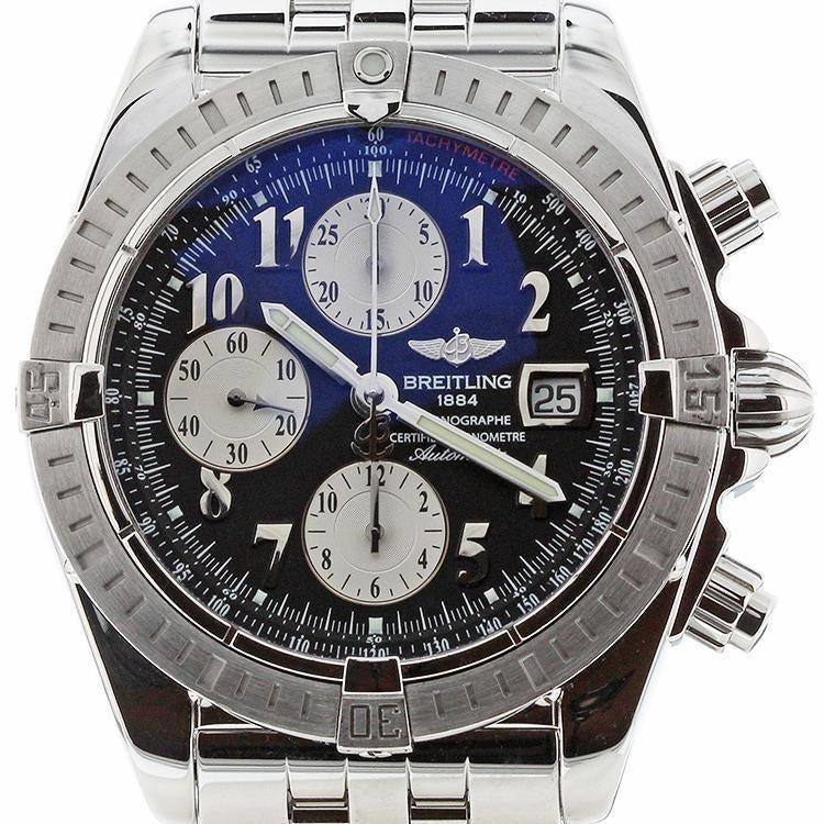 Breitling Chronomat Evolution 44 Stainless Steel A13356 with Box and Papers Black Numeral Dial
