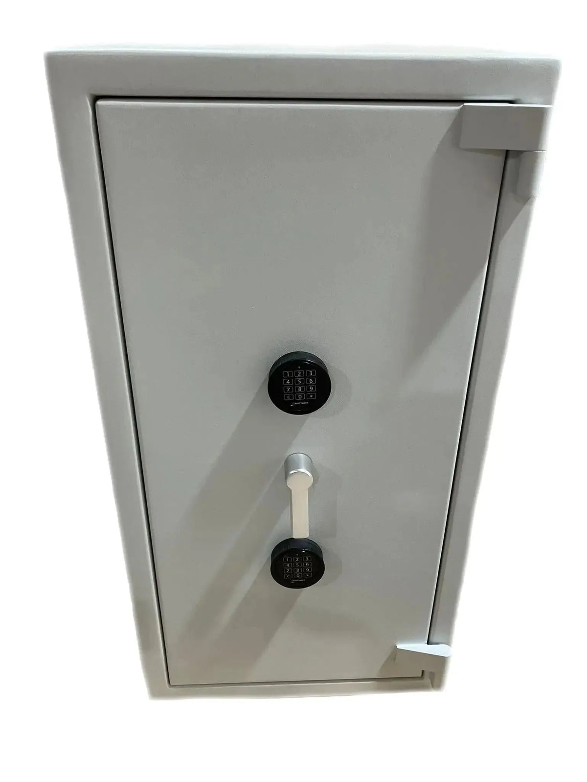 The Tempus Luxury Watch Winders 22 Watch Winder Safe Grade 4, featuring a £600,000 insurance rating, digital keypad lock, front handle, and tall gray heavy-duty design, is shown against a white background.