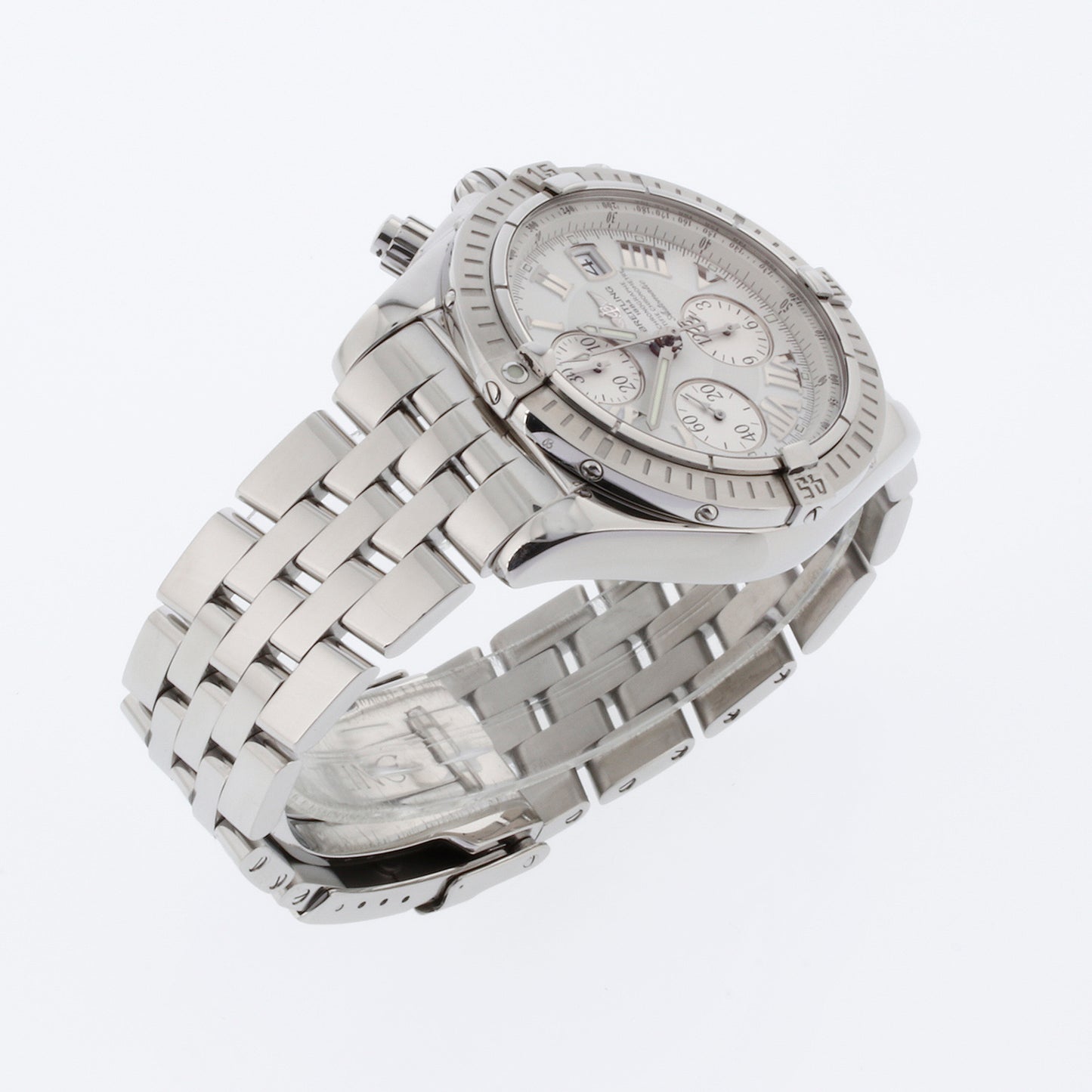 Breitling Chronomat Evolution Model Stainless Steel with White Roman Dial A13356