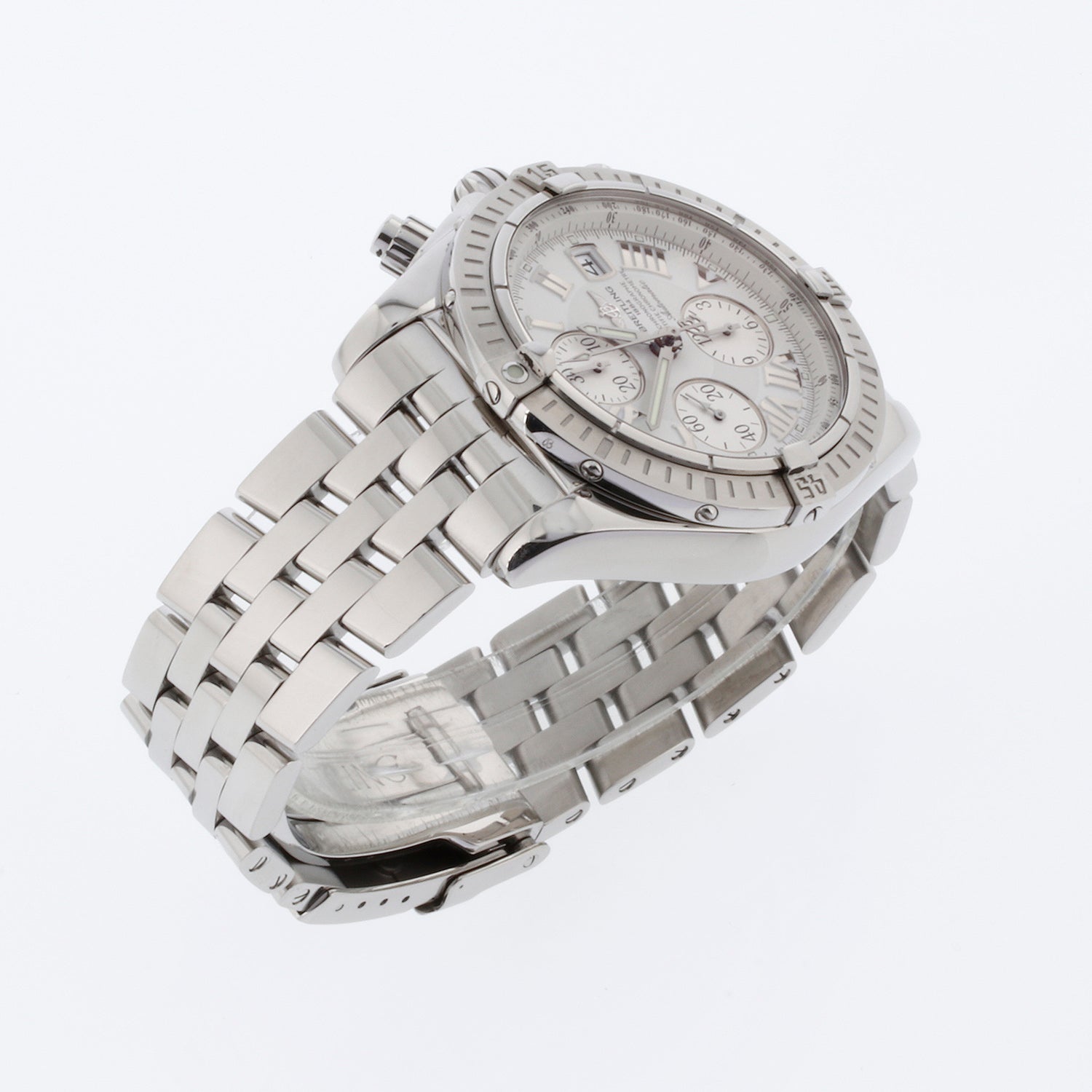 Breitling Chronomat Evolution Model Stainless Steel with White Roman Dial A13356
