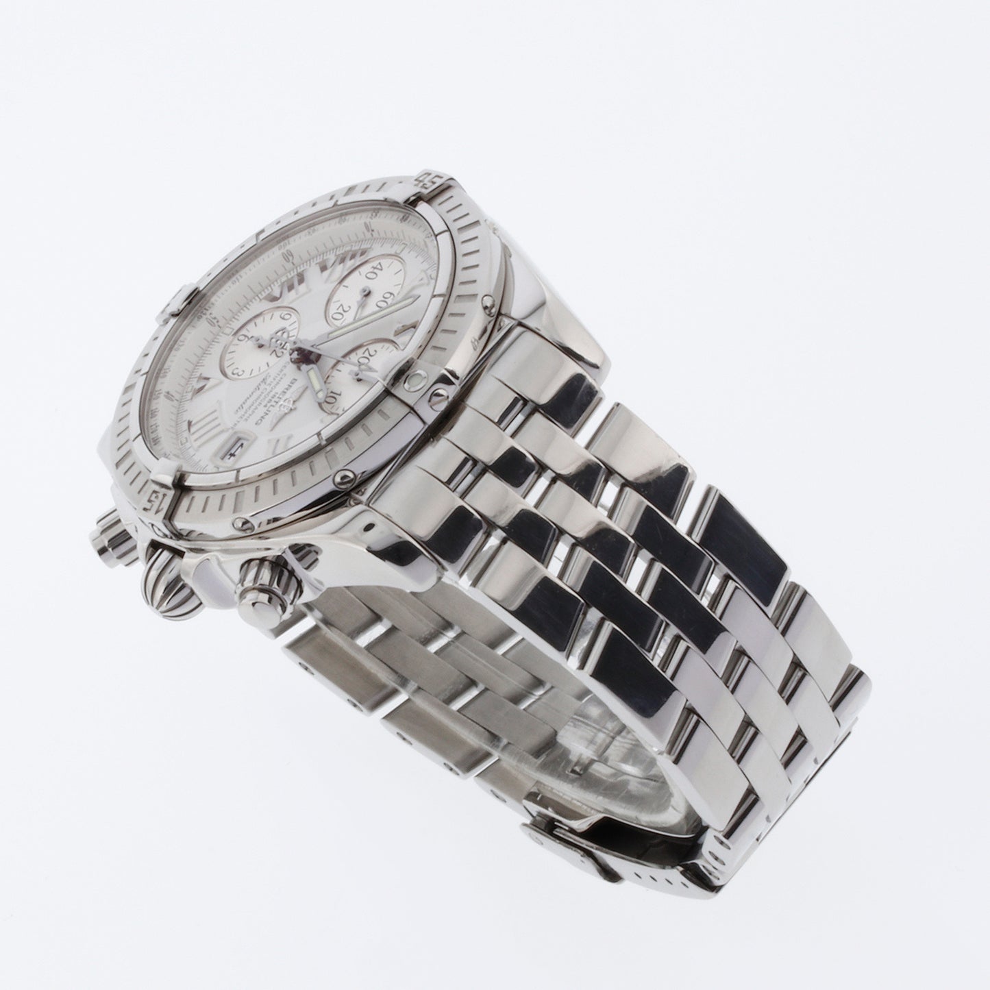 Breitling Chronomat Evolution Model Stainless Steel with White Roman Dial A13356