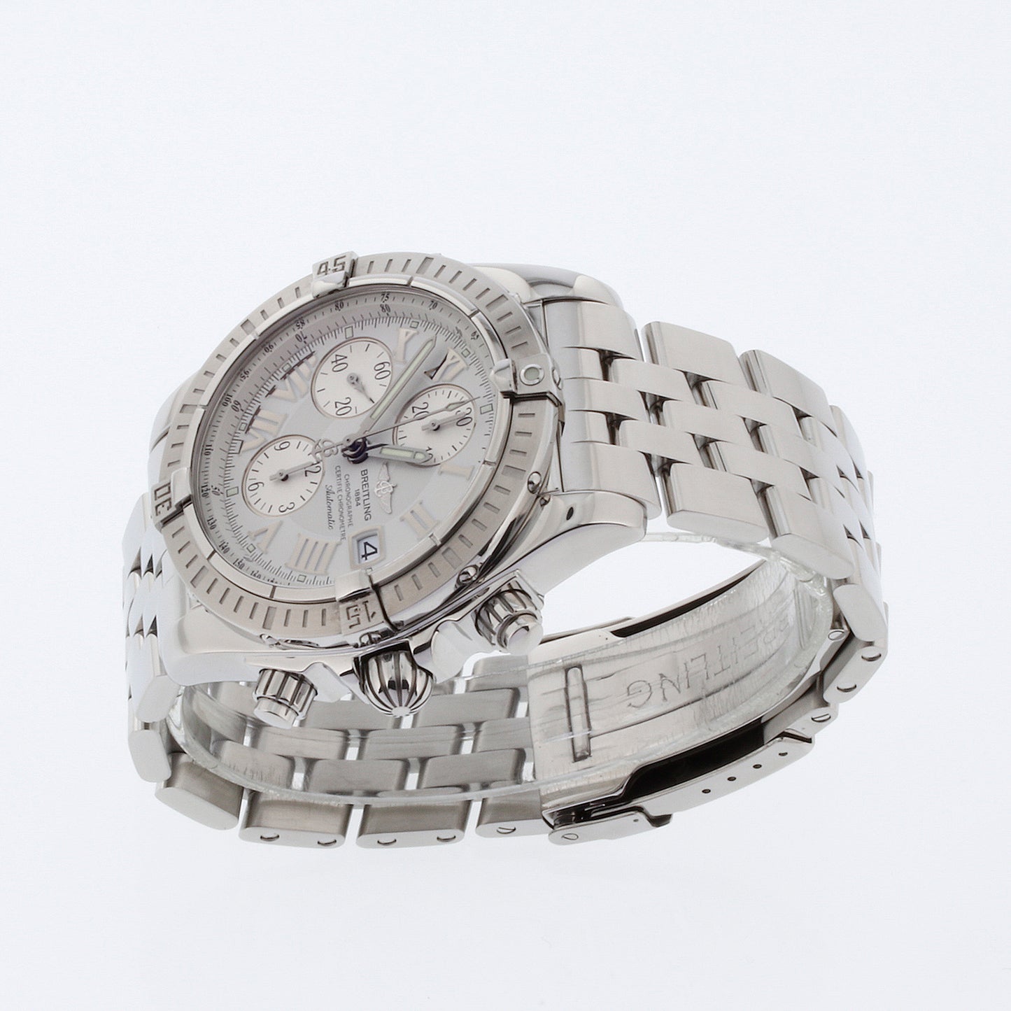 Breitling Chronomat Evolution Model Stainless Steel with White Roman Dial A13356