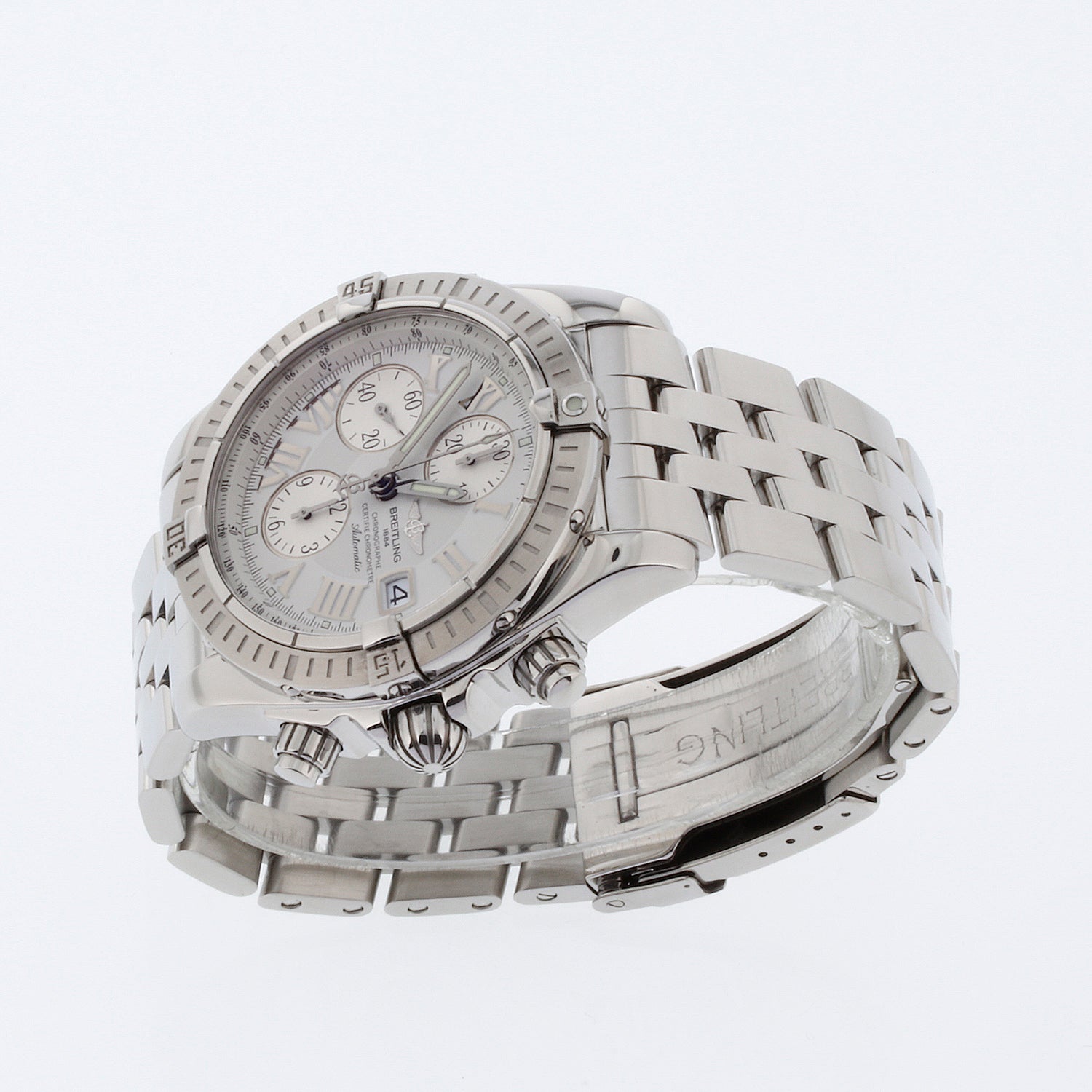 Breitling Chronomat Evolution Model Stainless Steel with White Roman Dial A13356
