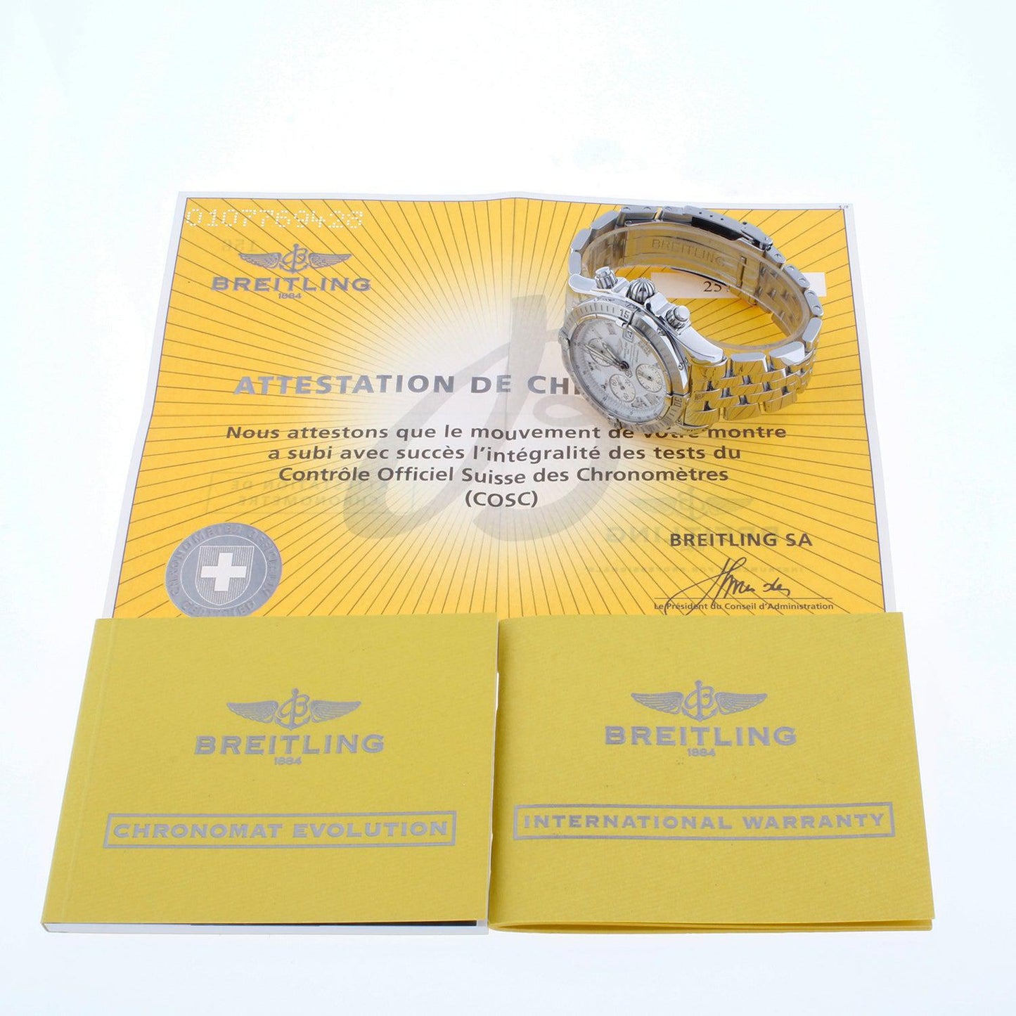 Breitling Chronomat Evolution Model Stainless Steel with White Roman Dial A13356