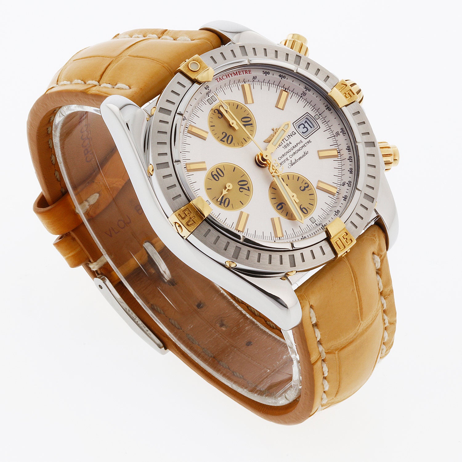 Breitling Chronomat Evolution 44 18K Gold and Stainless Steel B13356 Silver Dial