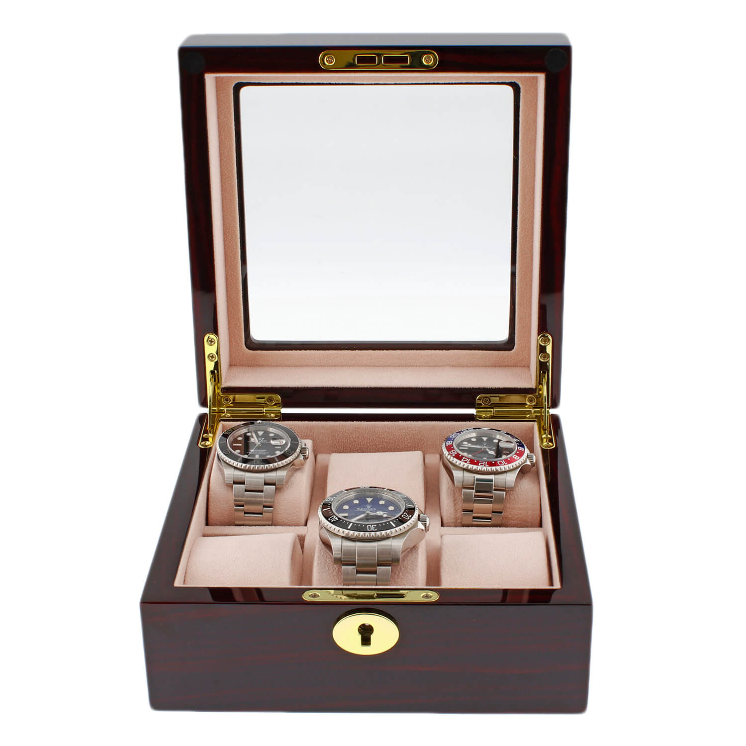 Premium 6 Watch Box in Cherry Wood Piano Gloss Finish Luxury Lining ...