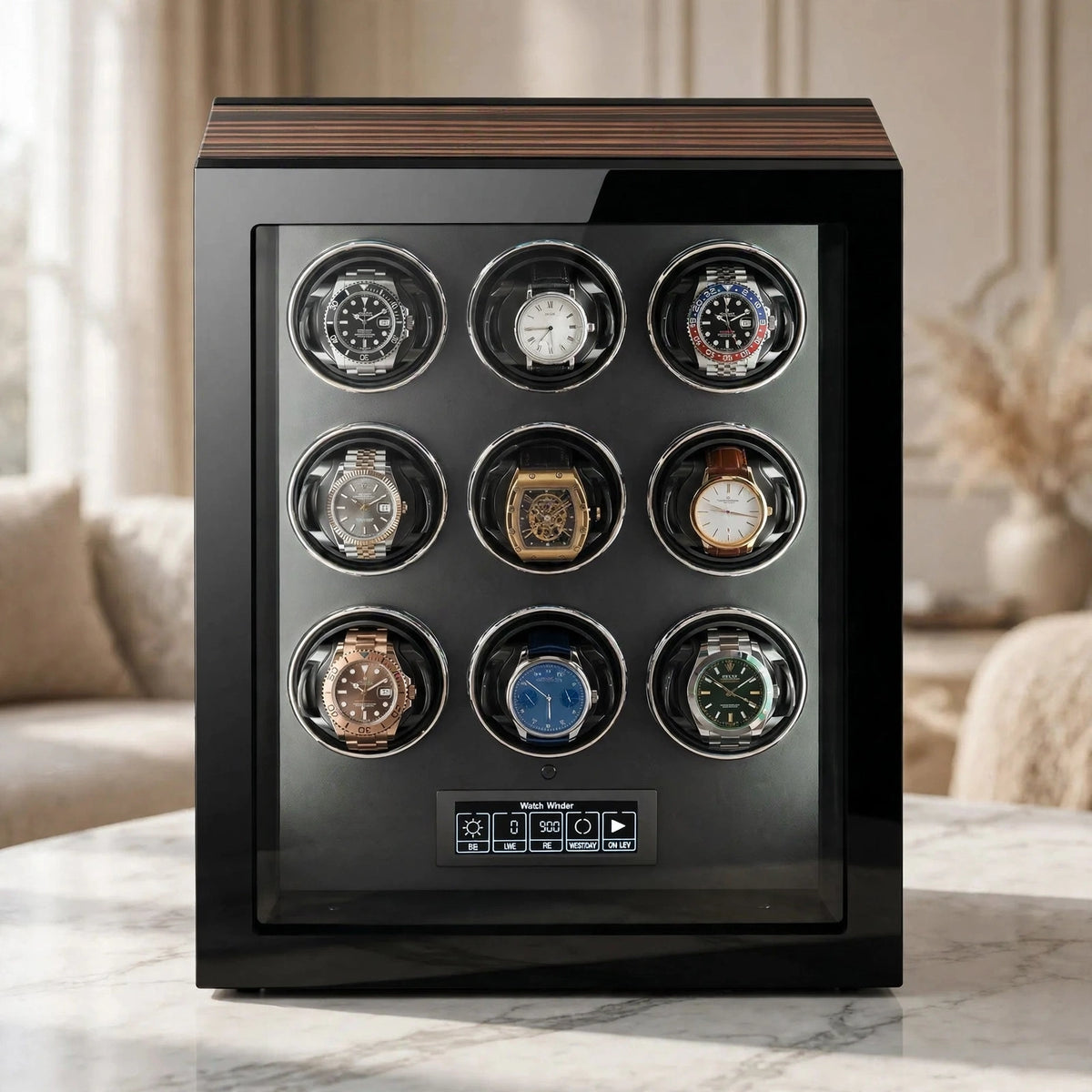 Tempus 9-Watch Automatic Winder with Fingerprint Lock & Touchscreen