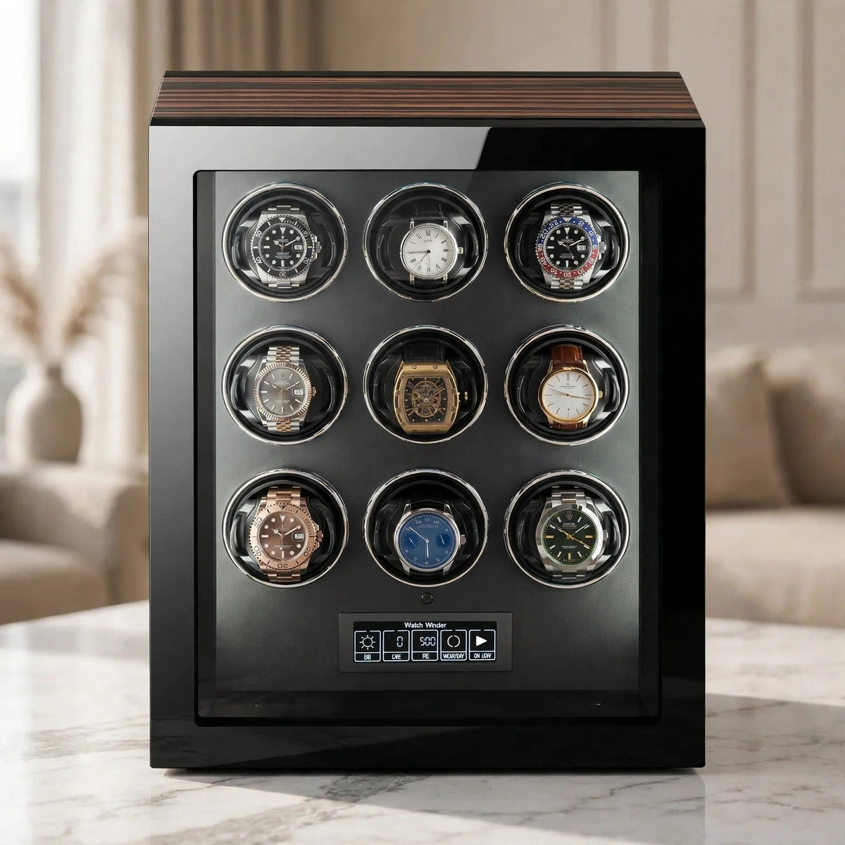 Tempus 9-Watch Automatic Winder with Fingerprint Lock & Touchscreen