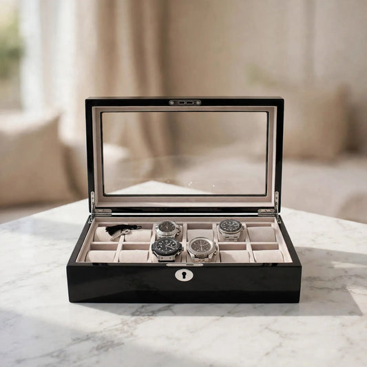 Tempus 12-Watch Box in Black Piano Lacquer