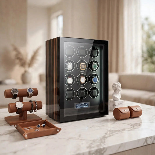 Tempus 12-Watch Automatic Winder with Touch Screen in luxury setting
