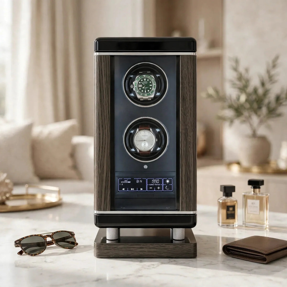 Tempus 2-Watch Automatic Winder with Biometric Lock in luxury setting