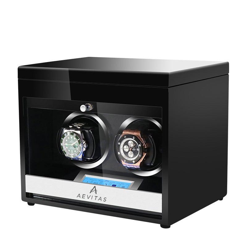 2 Watch Winder Black Edition with Extra Storage Area by Aevitas - Swiss Watch Store UK