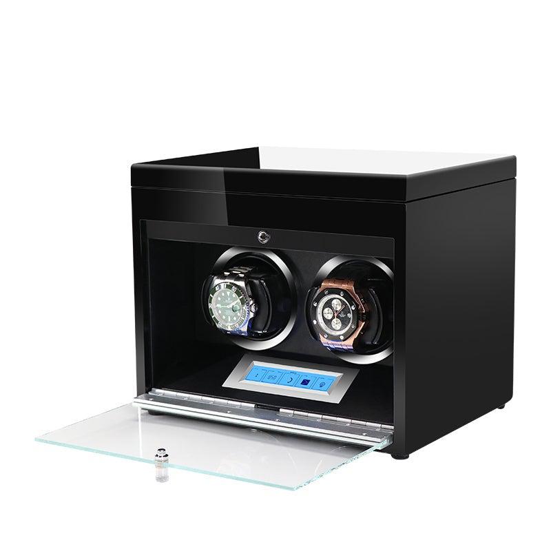 2 Watch Winder Black Edition with Extra Storage Area by Aevitas - Swiss Watch Store UK
