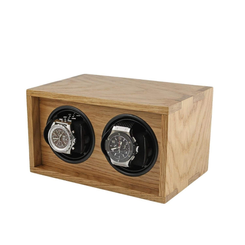 2 Watch Winder Solid Oak Wood Made in the UK by Aevitas - Swiss Watch Store UK