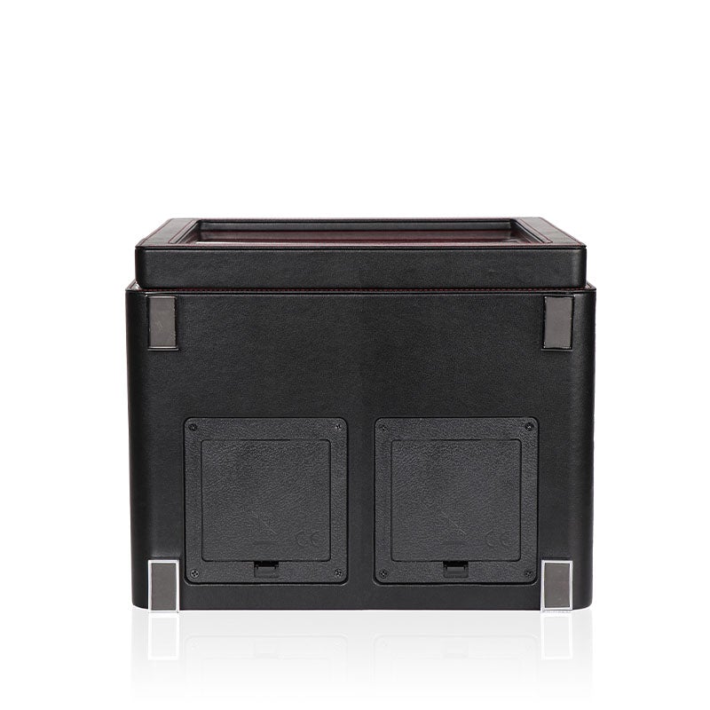2 Watch Winder in Black Smooth Leather Finish by Aevitas