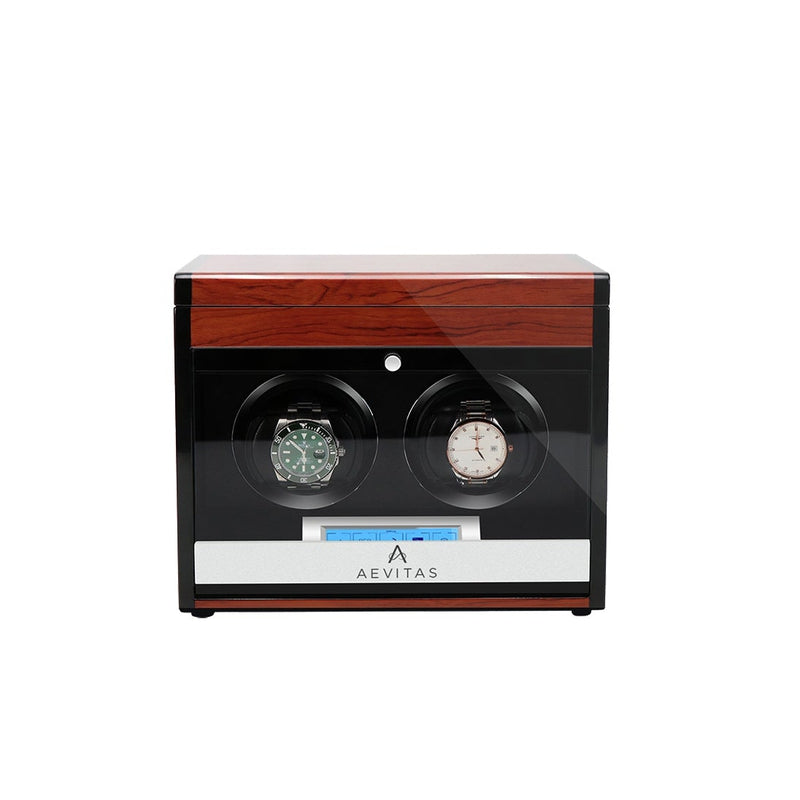 2 Watch Winder with Extra Storage Wood Veneer Finish by Aevitas - Special Offer - Swiss Watch Store UK