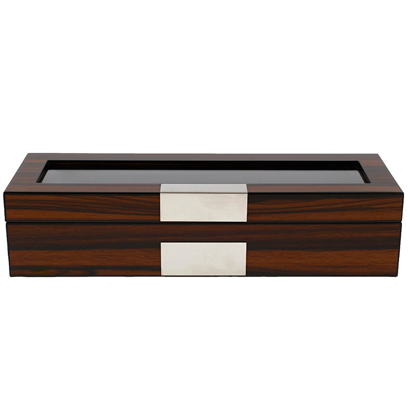 6 Watch Box in Natural Dark Walnut Veneer Finish by Aevitas - Swiss Watch Store UK