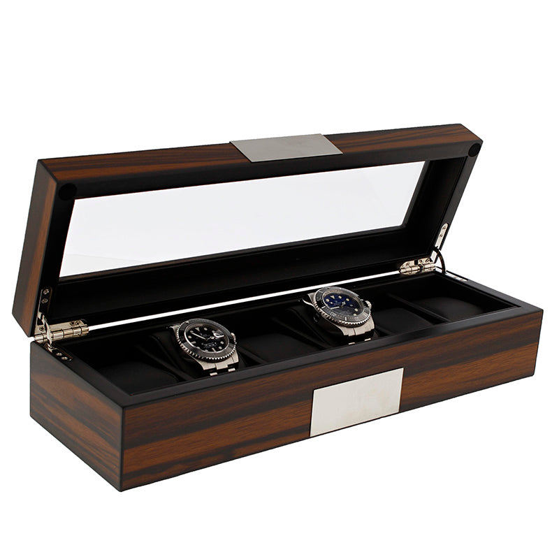 6 Watch Box in Natural Dark Walnut Veneer Finish by Aevitas - Swiss Watch Store UK
